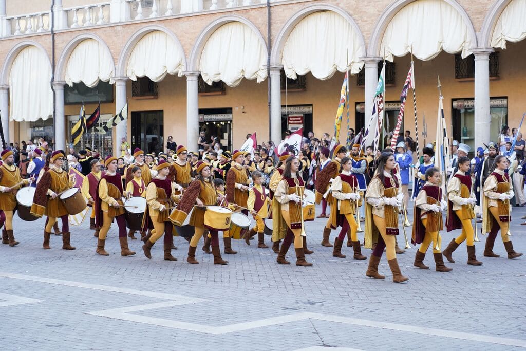 Historic parade in Faenza on the Venice to Florence cycling tour