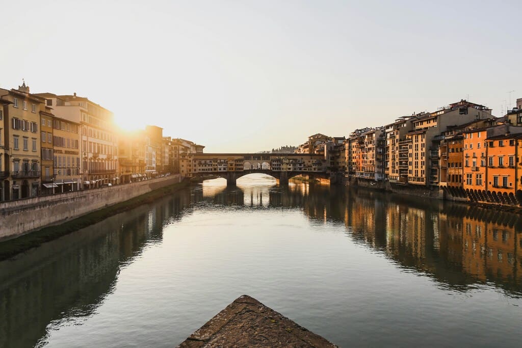 Ponte Vecchio and the Arno River in Florence on the Venice to Florence bike tour