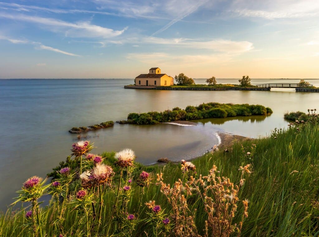 Po River Delta wetlands on a self-guided cycling tour in Italy